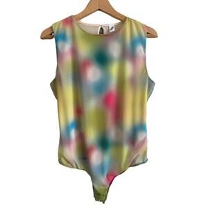 Parade Multicolor‎ Semi-Sheer Sleeveless Tank Bodysuit Sz XL